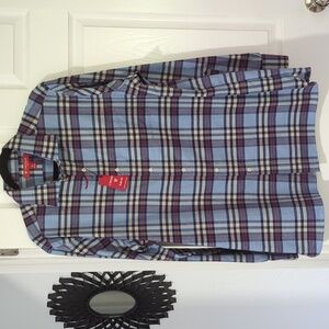 NWT Daniel Cremieux Button Down Checkered Collar Flannel Slim Shirt (XL)